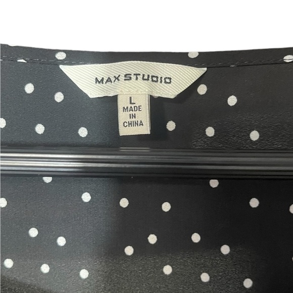 Max Studio London Womens Printed Tunic Blouse Blacl and White Polka Dots Large - Picture 11 of 16